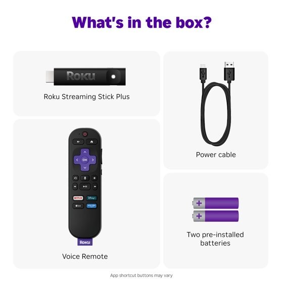 Roku Streaming Stick Plus 4K HDR Voice Remote Bluetooth Streaming Device