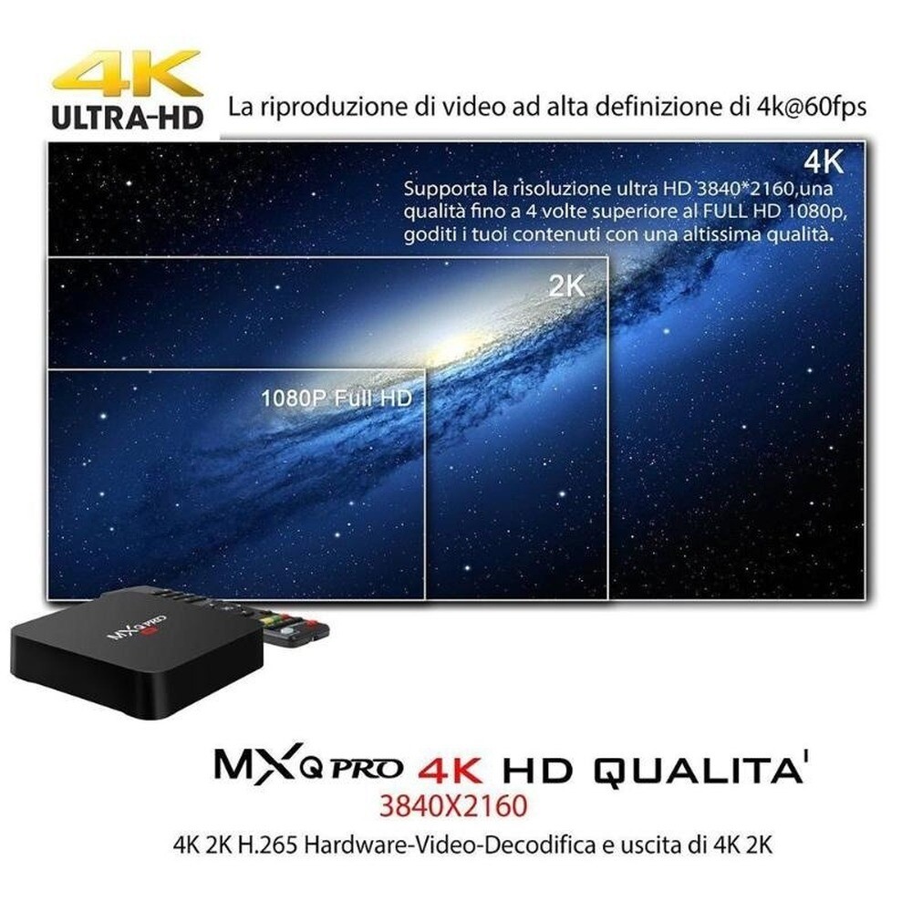 MXQ Pro 4K Android TV Box 7.1 Smart TV Box WiFi Quad Core 3D Media Player
