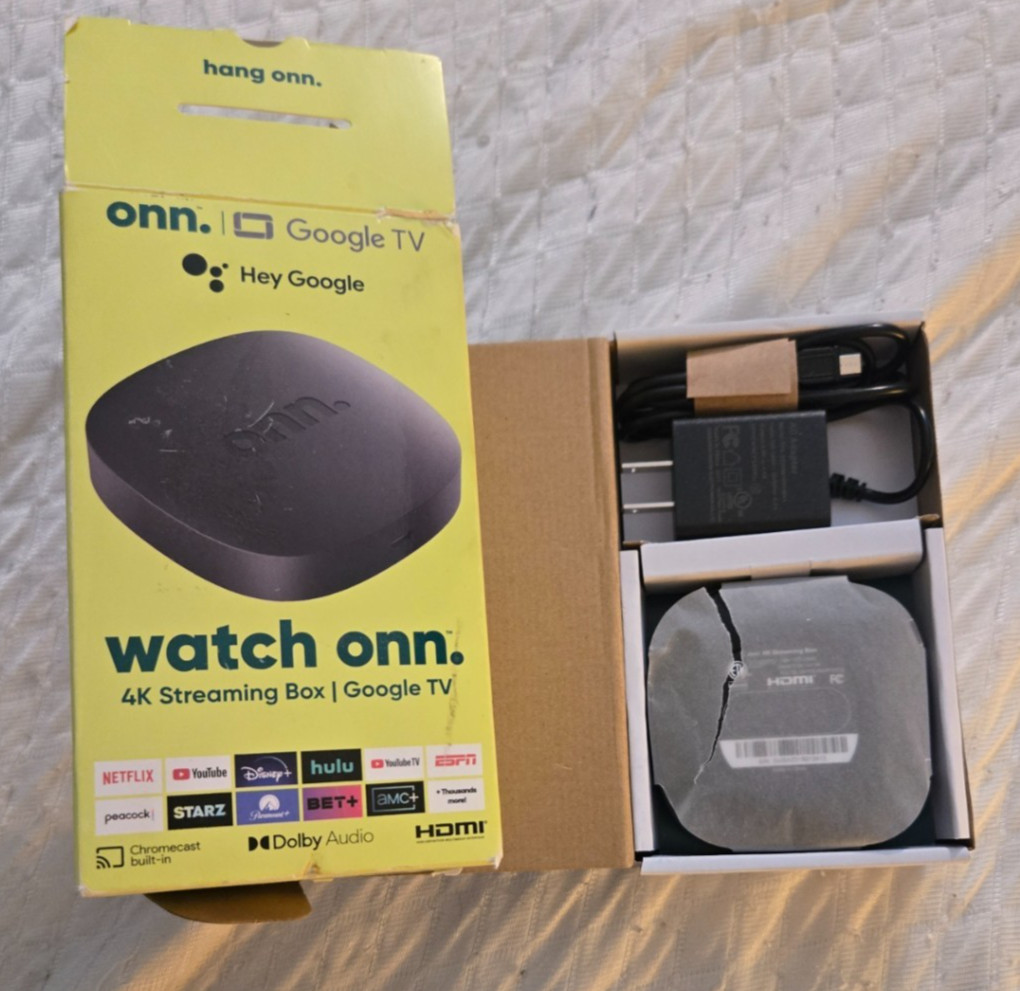 NEW OPEN BOX Onn. Google TV 4K Streaming Device UHD Resolution 8GB Storage WiFi