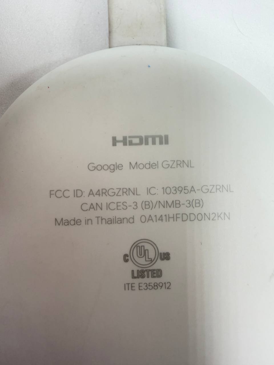 UNTESTED Google Chromecast HDMI Streaming Media Player Model GZRNL White