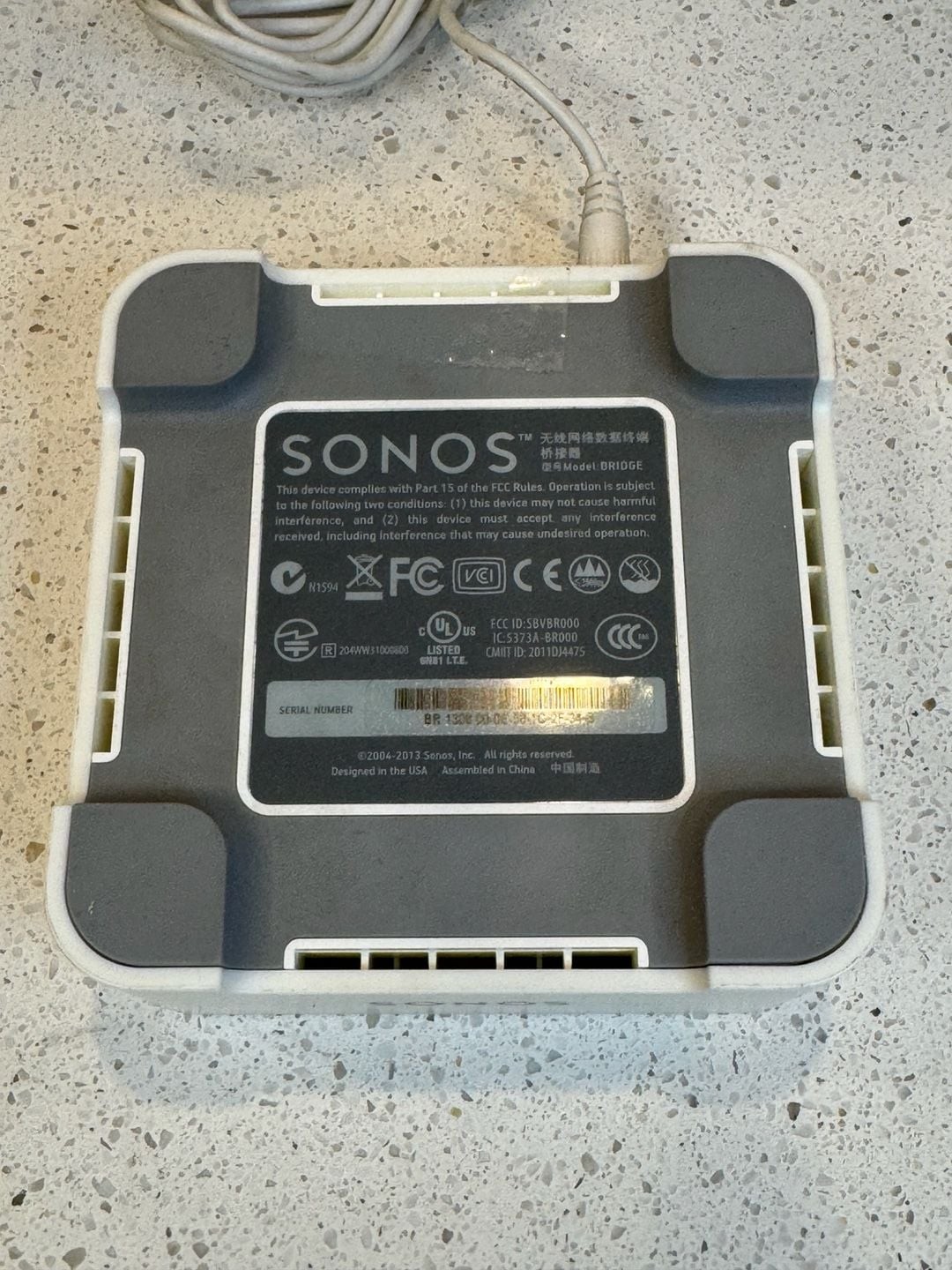 Sonos Wireless BRIDGE Model BR100 Multi-Room Network Adapter with Power Cord