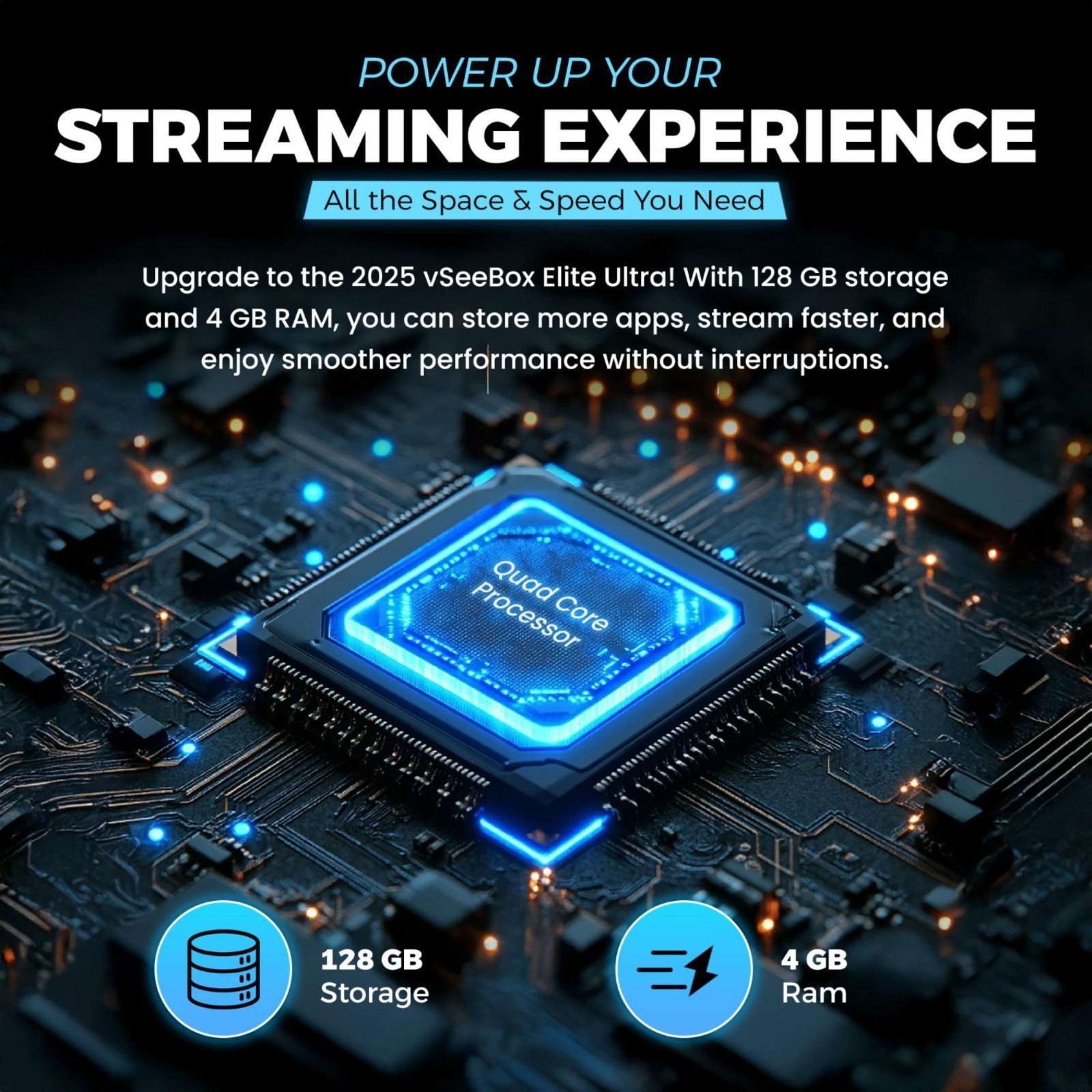 Vseebox Elite Ultra Android TV Box, 8K Streaming Media Player with Voice Control
