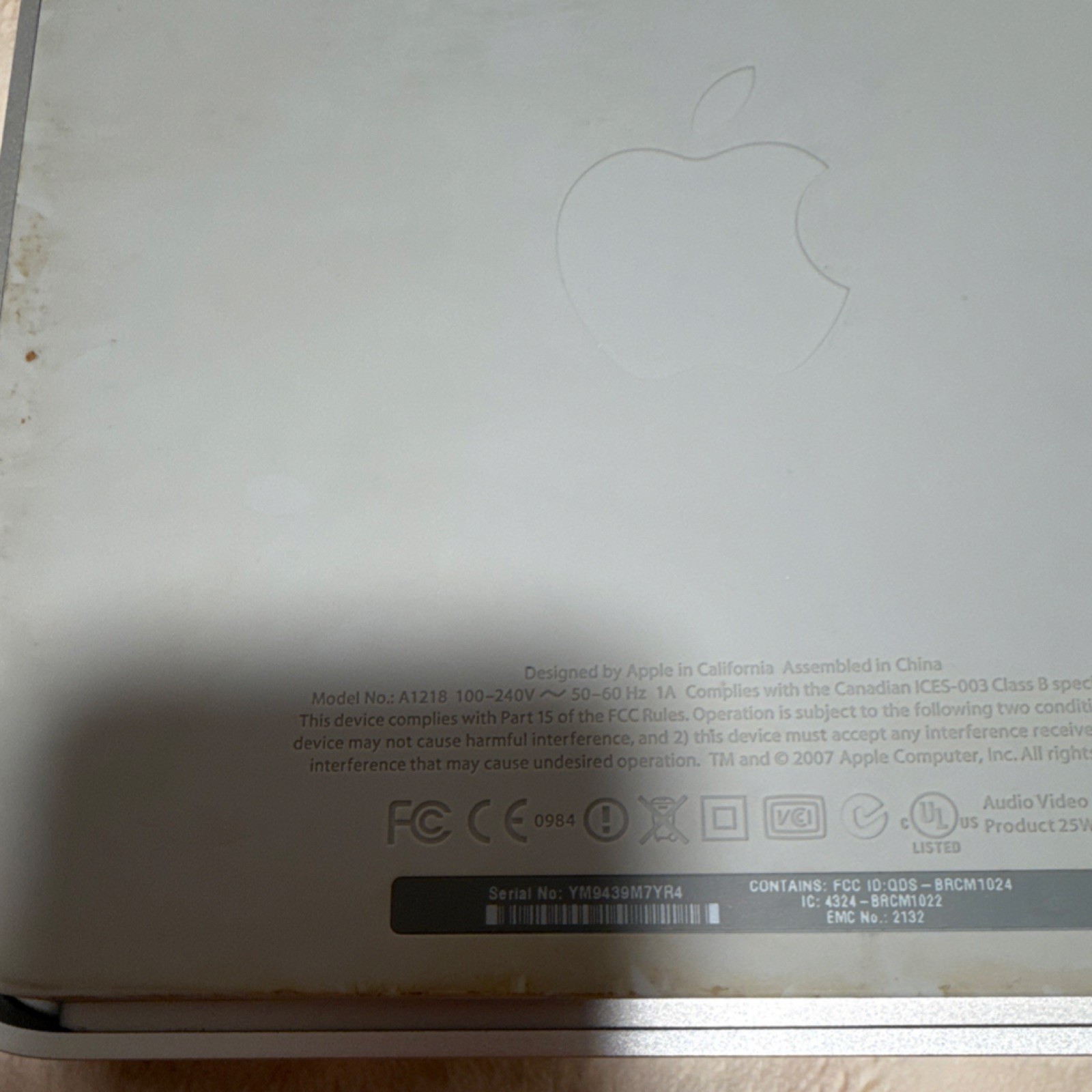 Apple TV A1218 Media Streamer Box Silver HDMI Ethernet USB 2007