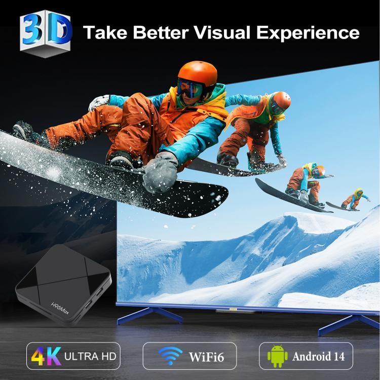 H96Max 4K UHD Android 14 Smart TV Box with Remote Control, RK3518 Quad-Core, 1G