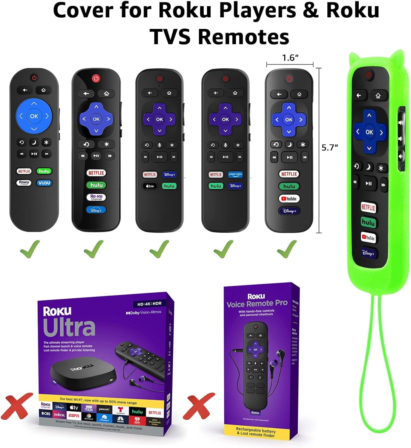 2 Pack Cover for Roku Remote, Case for Hisense/TCL Roku TV Steaming