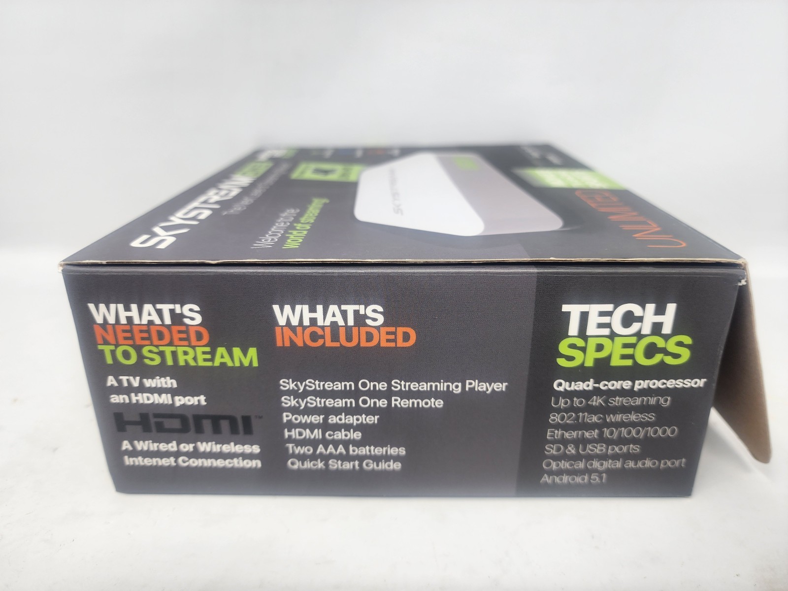SkyStream One Android Media Streamer SS-ONE Media Box w/ Power Cord And Remote