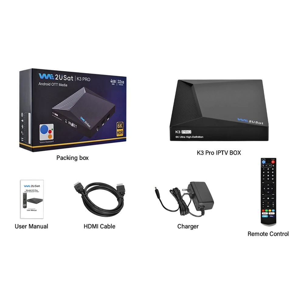 K3 PRO 6K Super Clear Smart TV Box WiFi6 Free TV Player Bluetooth Voice Assit US