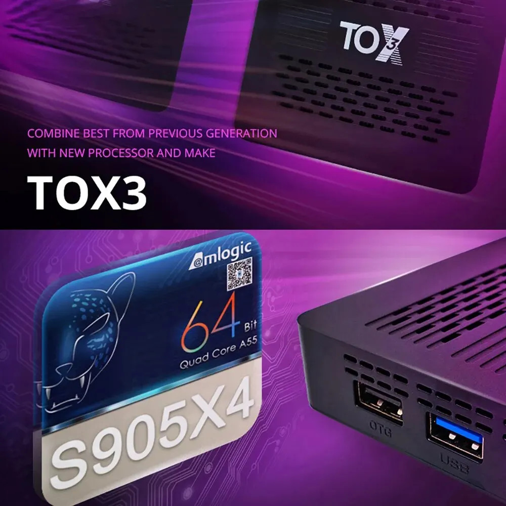 TOX3 Android 11 TV Box S905X4 4GB 32GB 4K AV1 1000M LAN Dual WiFi Media Player