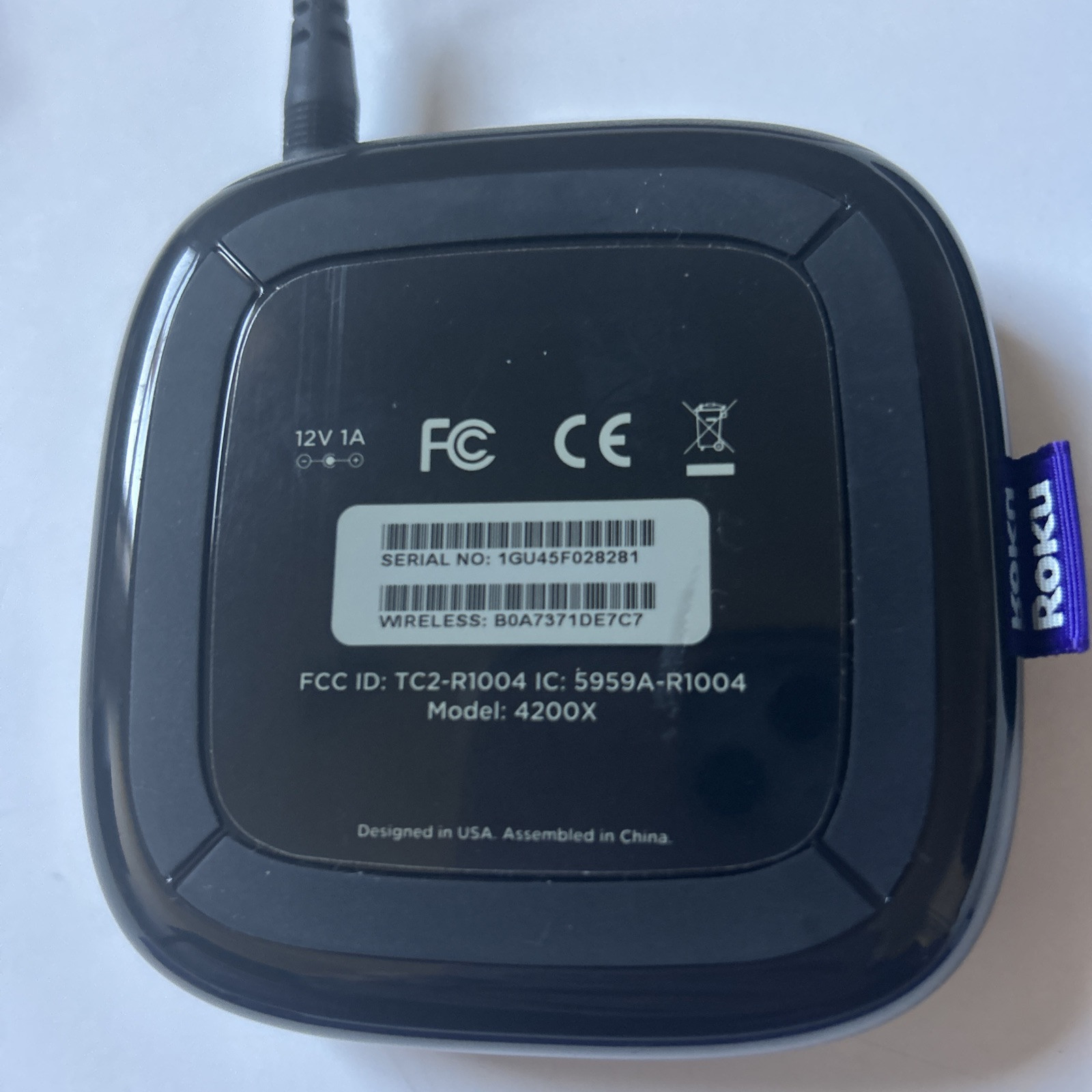 ROKU 3 MODEL 4200X-Remote-power cord-black-streaming-television-TV-system-tested