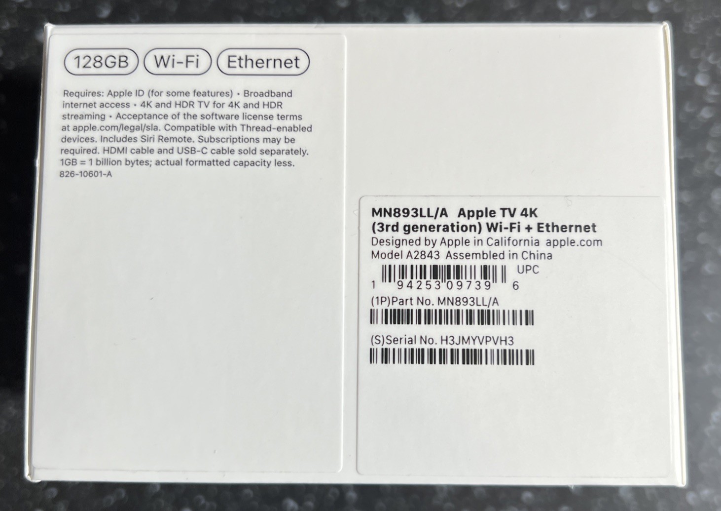 EMPTY BOX ONLY W Insert Apple TV 4K 3rd Gen MN893LL 128GB Wi-Fi + Ethernet