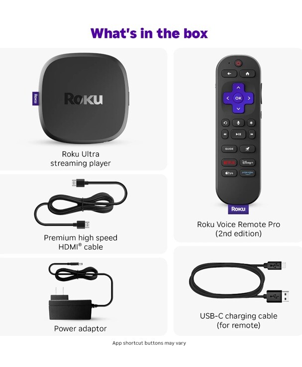 2024-Roku Ultra 4K/HDR10+/Dolby Vision & Atmos Streaming Device Rechargeabl New*