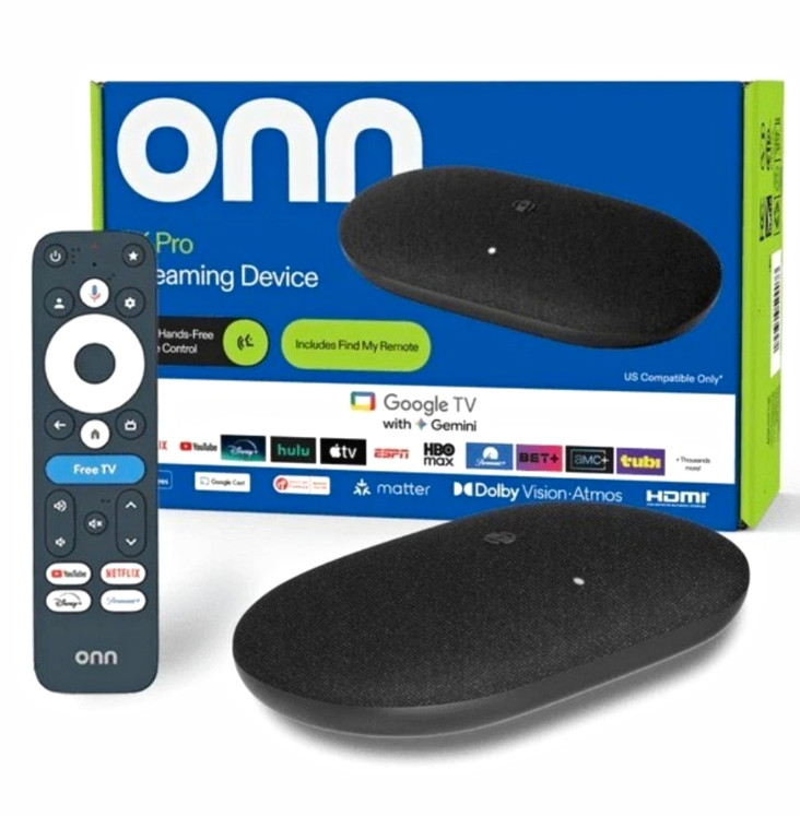 onn. 4K Pro Streaming Device Box Google TV 32GB Wi-Fi HDMI Dolby Vision Atmos