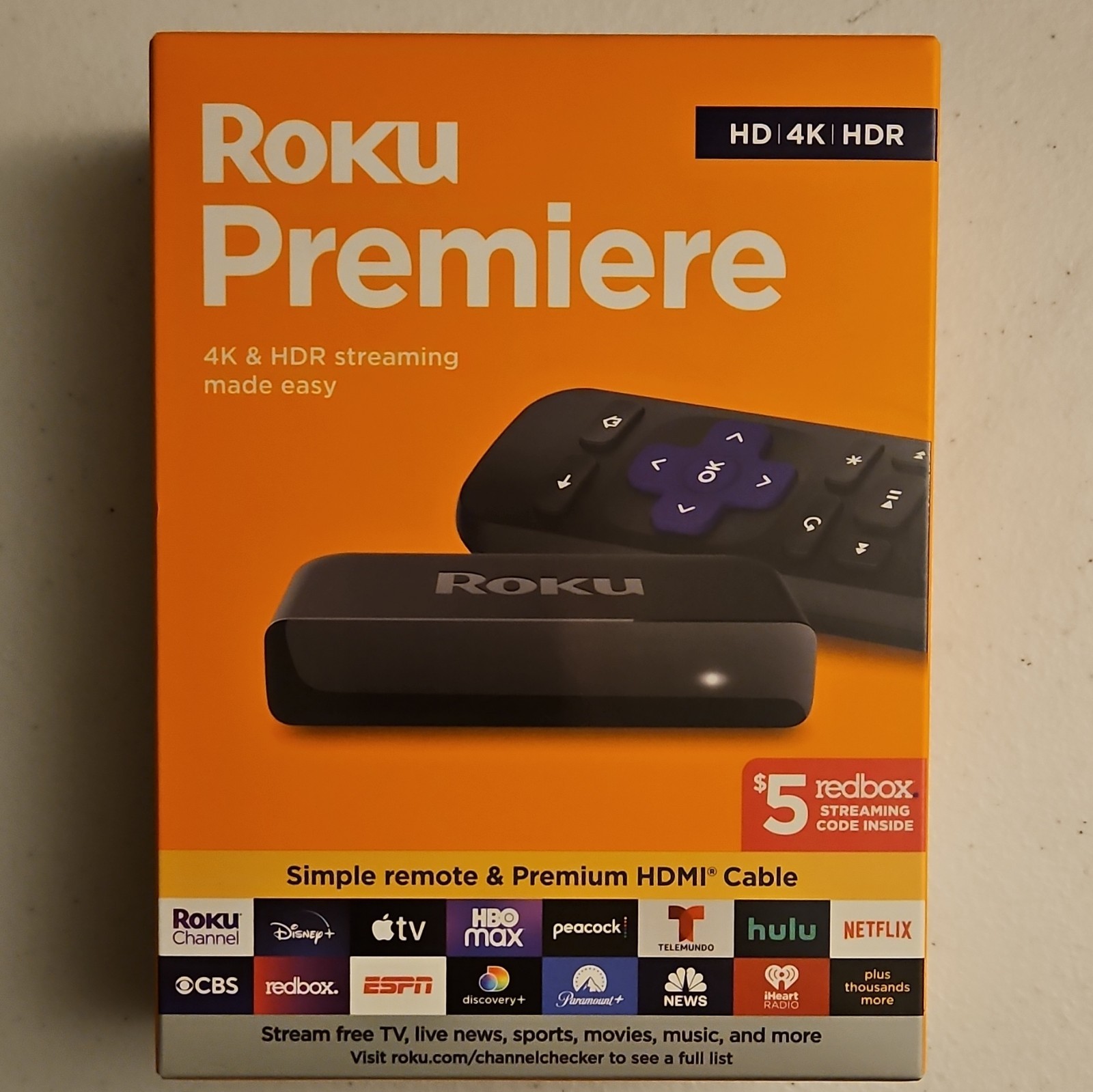 Roku Premiere 4K HDR Media Streamer 3920RW Quad Core