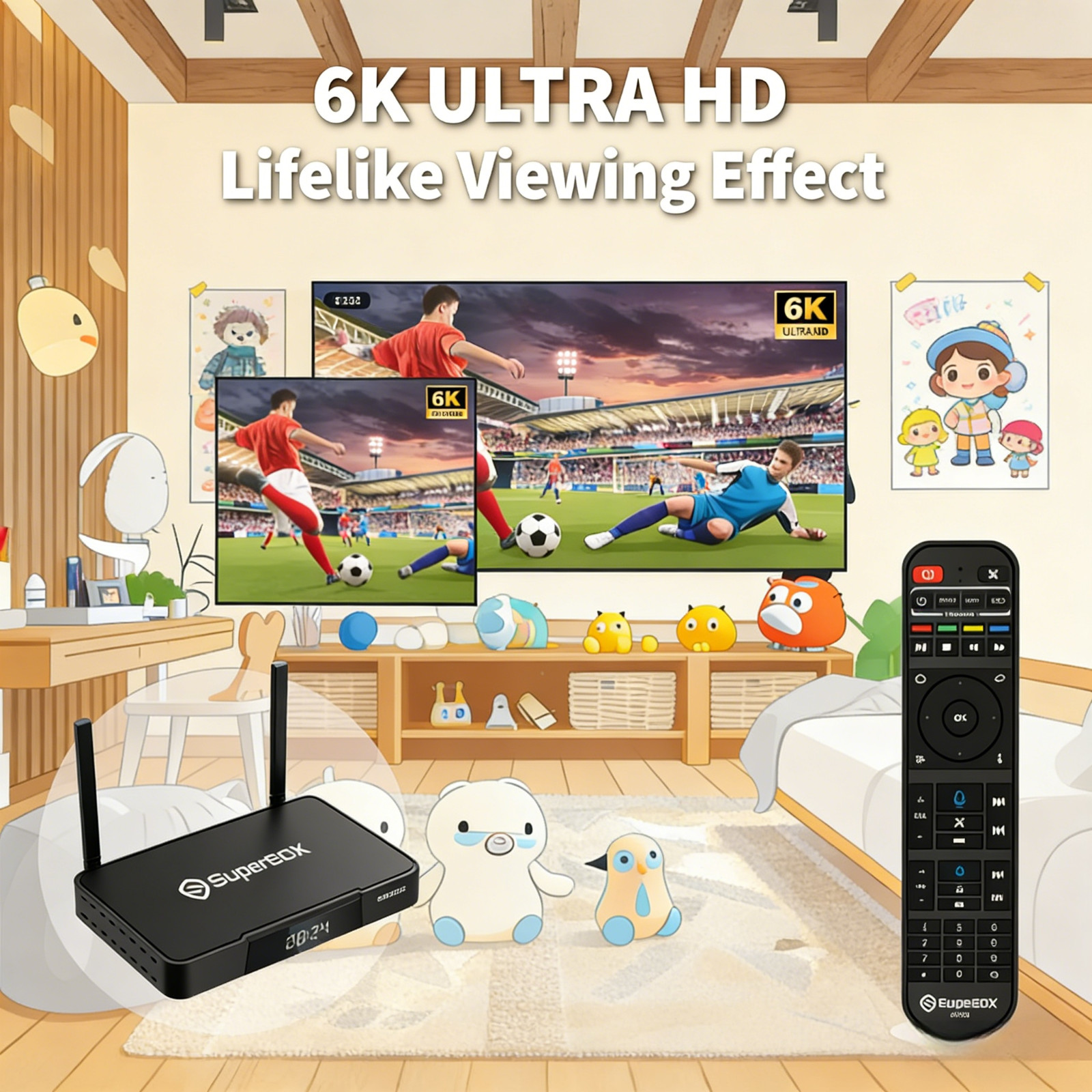 SuperBo S6 Pro Home Entertainment Android Box Dual Band WiFi 6 HDR10 Bluetooth V