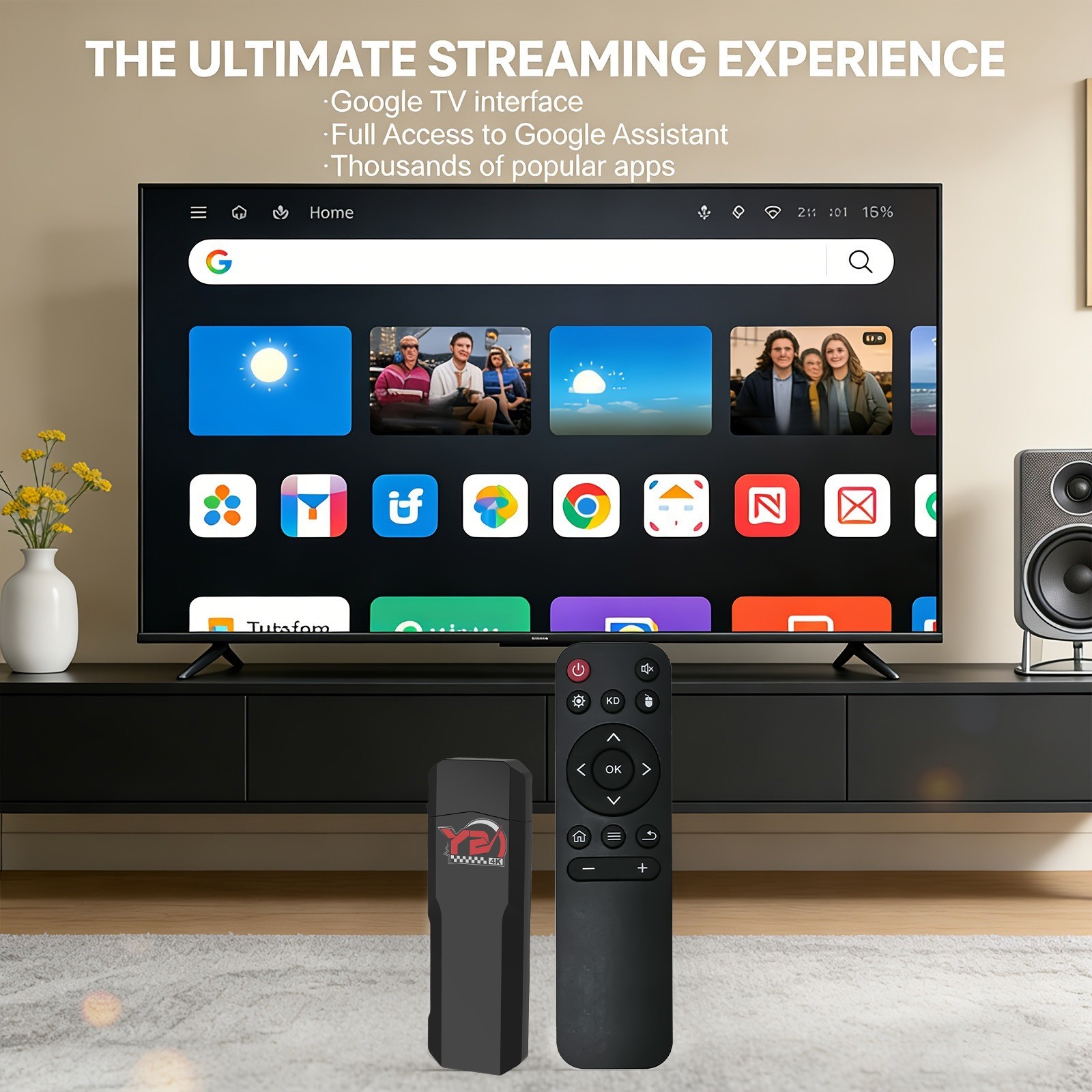 4K HDR Android TV Stick 2+16GB Dual WiFi BT Streaming Media Player Dongle
