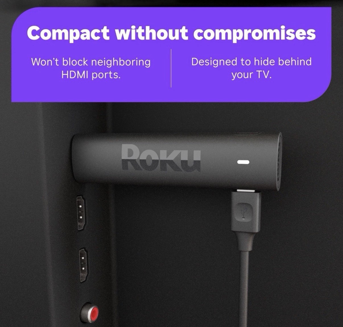 Roku Streaming Stick 4K Black 2160p HDR Dolby Vision Wi-Fi HDMI Voice Remote