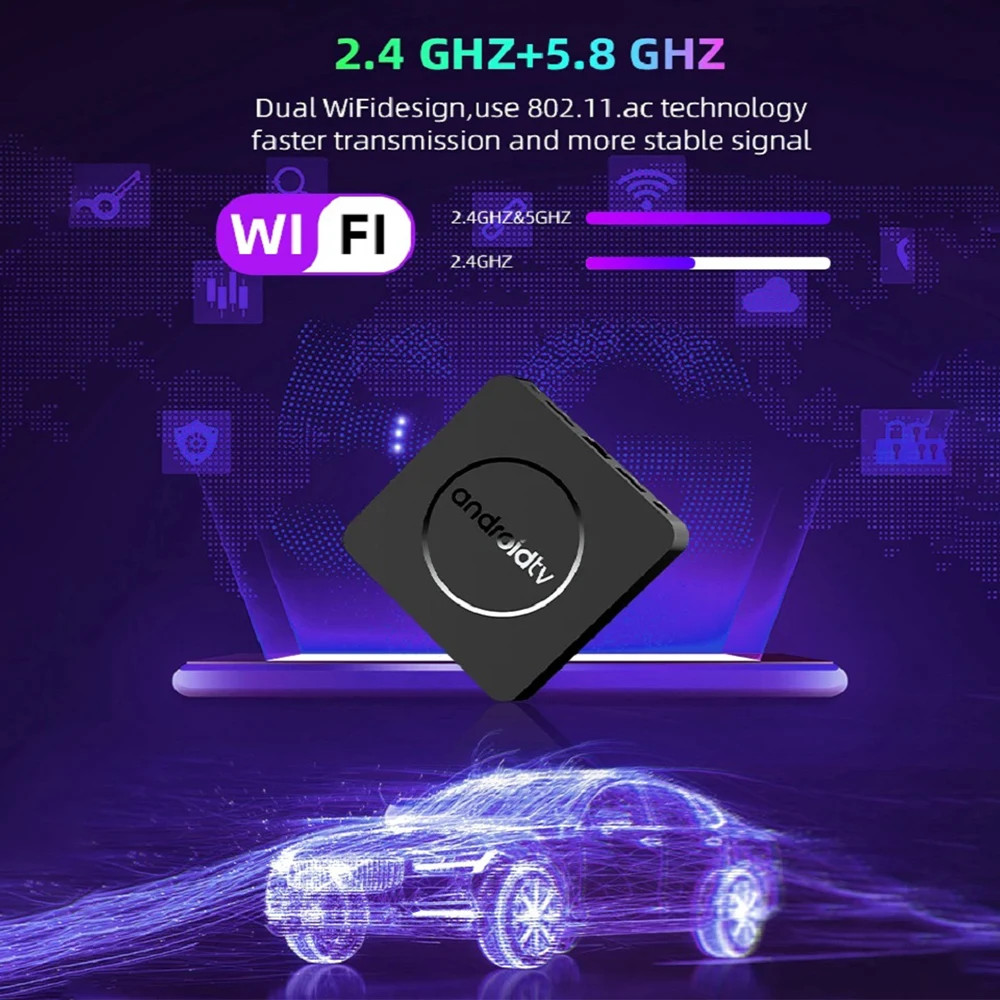Android TV Box Q10 Android 14 Dual Wifi 2.4G&5G Google Voice Ram 4GB 8GB Rom 64G