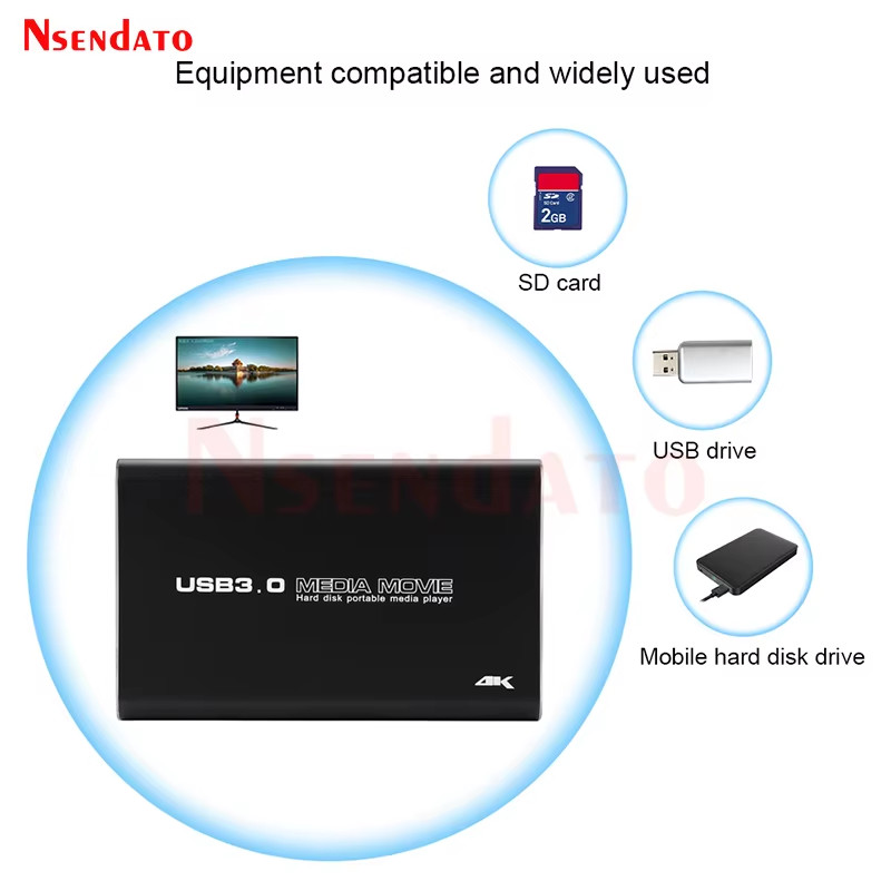 4K Full HD H.265 MKV USD3.0 HDD Media Player Center with Auto Play For USB OTG S
