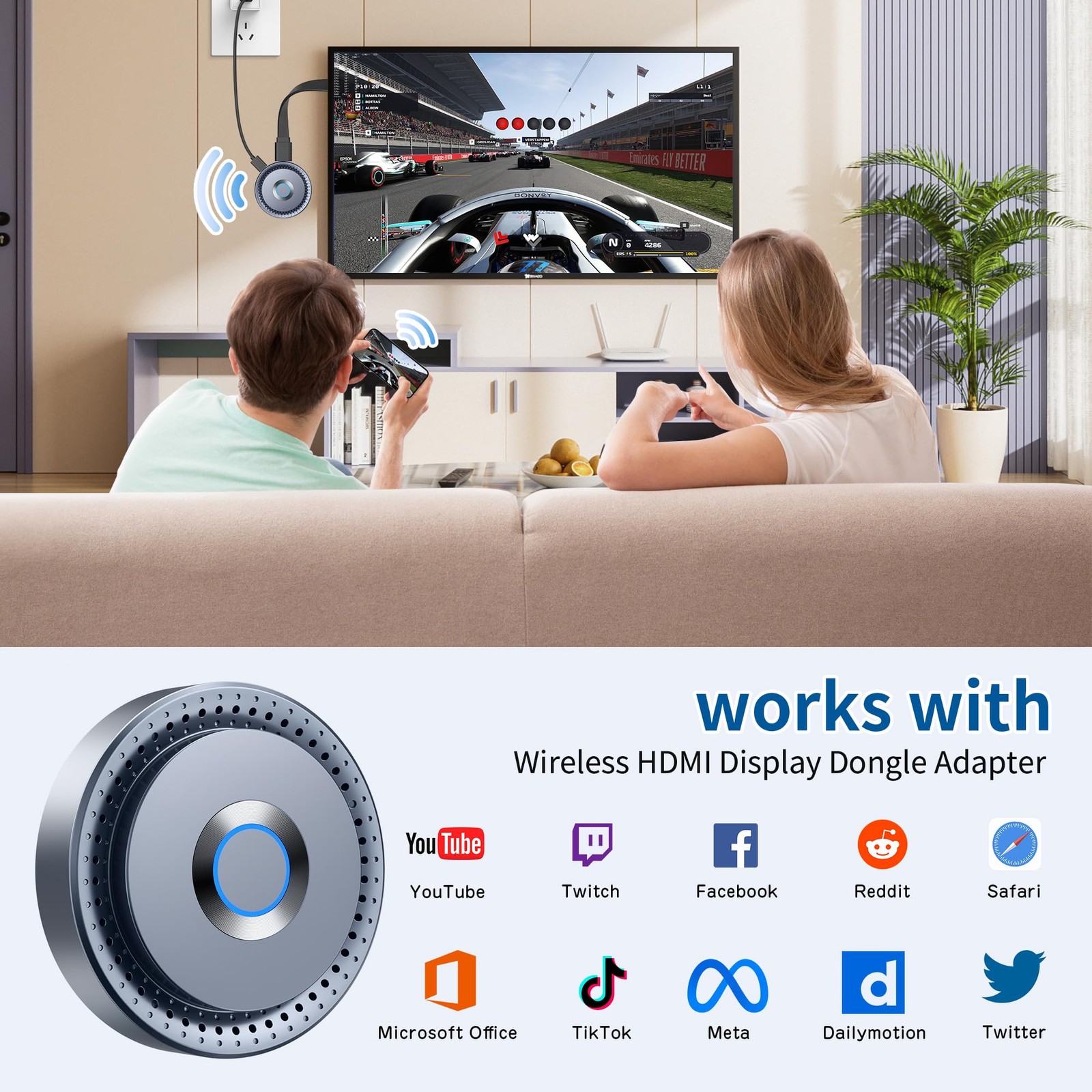 Wireless HDMI Display Dongle Adapter, Wireless Transmitter, Streaming Media Vide