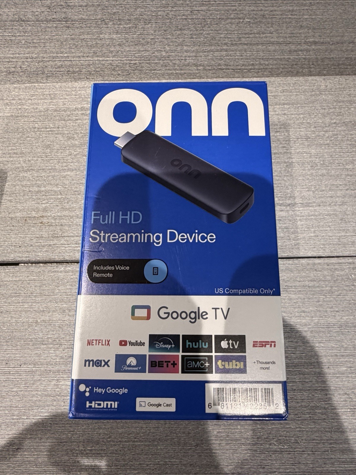 Onn Google TV Full HD Streaming Stick Device 2K VOICE REMOTE Power Adaptor NEW
