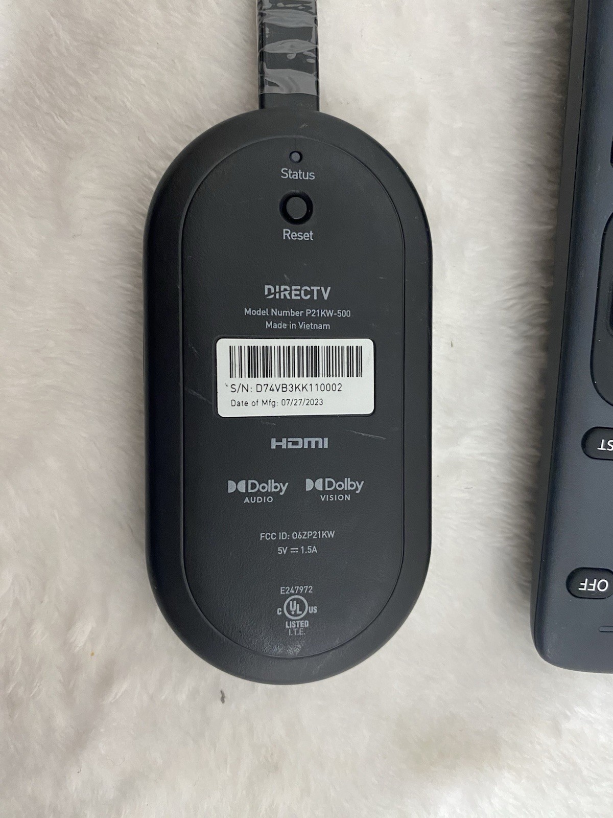 DIRECTV Gemini Air Streaming Device 4K Model P21KW-500 Wth AC Adapter and Remote