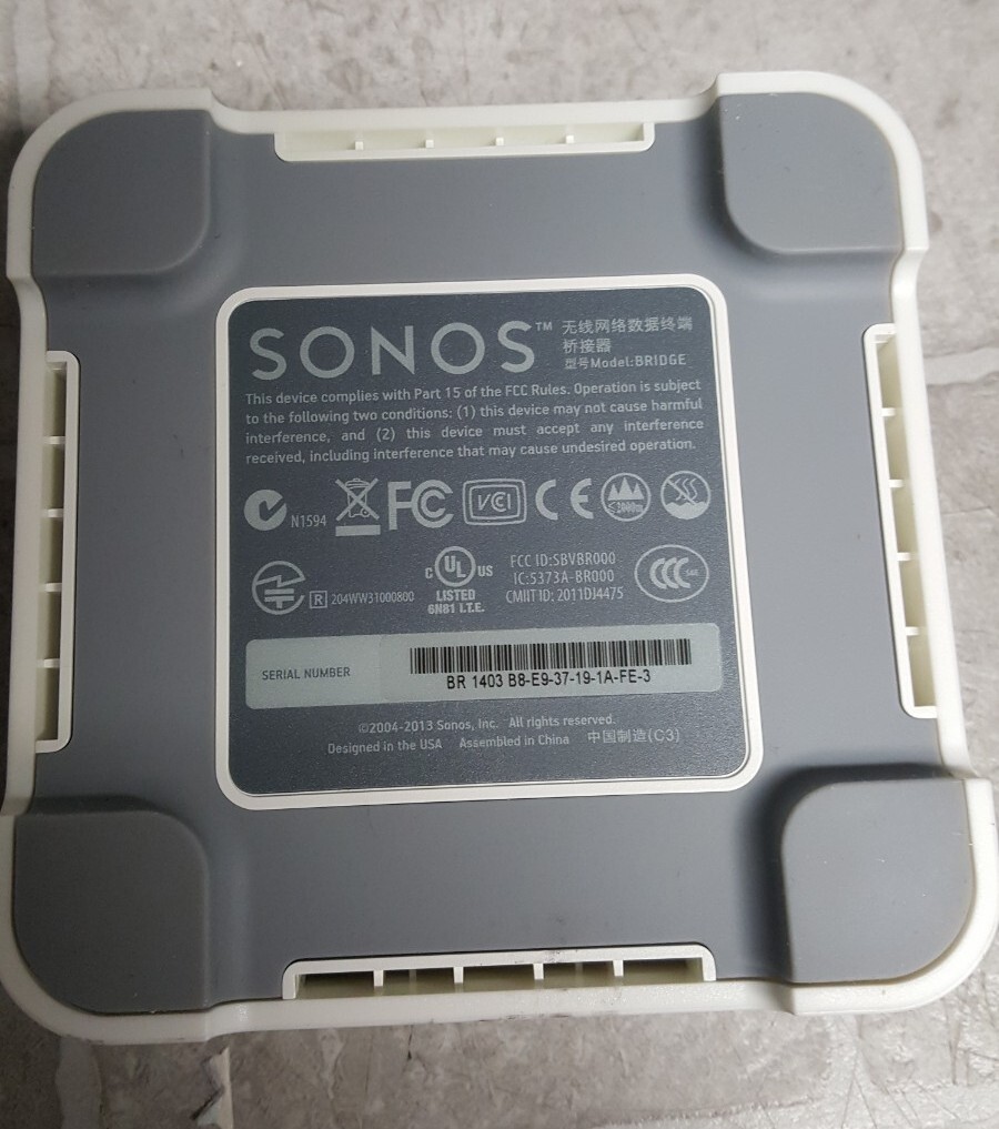 Sonos Bridge w/Non Oem Power Adapter