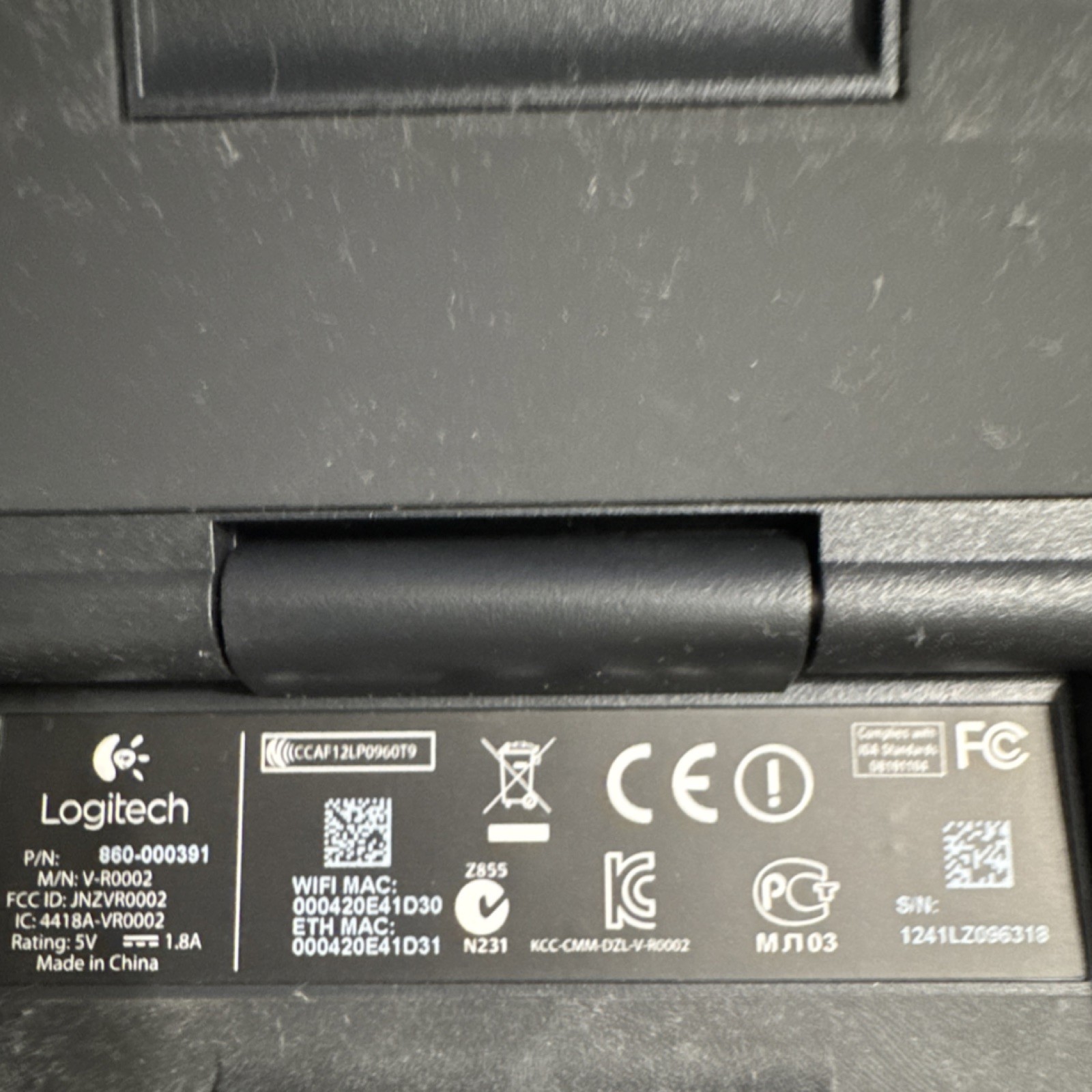 Logitech V-R0002 Media Streamer Box 860-000391 HDMI Ethernet Port Black