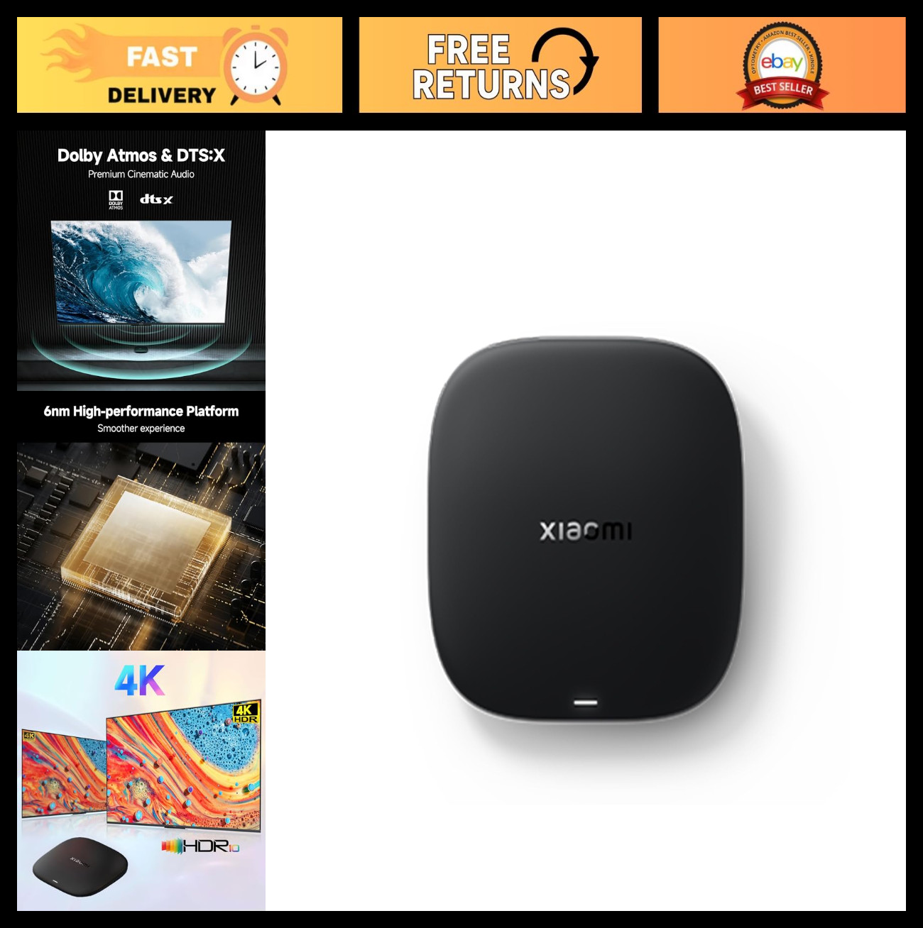 4K UHD Streaming Media Player, Google TV, 32GB, Dolby Vision & Atmos, WiFi 6, HD
