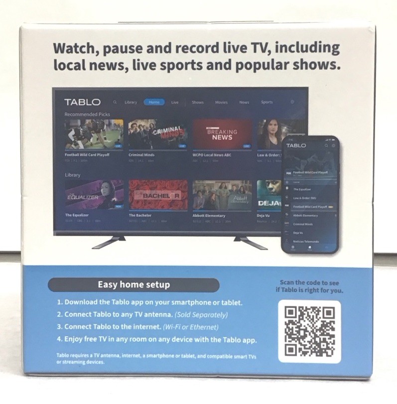 Tablo TV TF1282B-01-CN White 2-Tuner Over-The-Air DVR Streaming Player