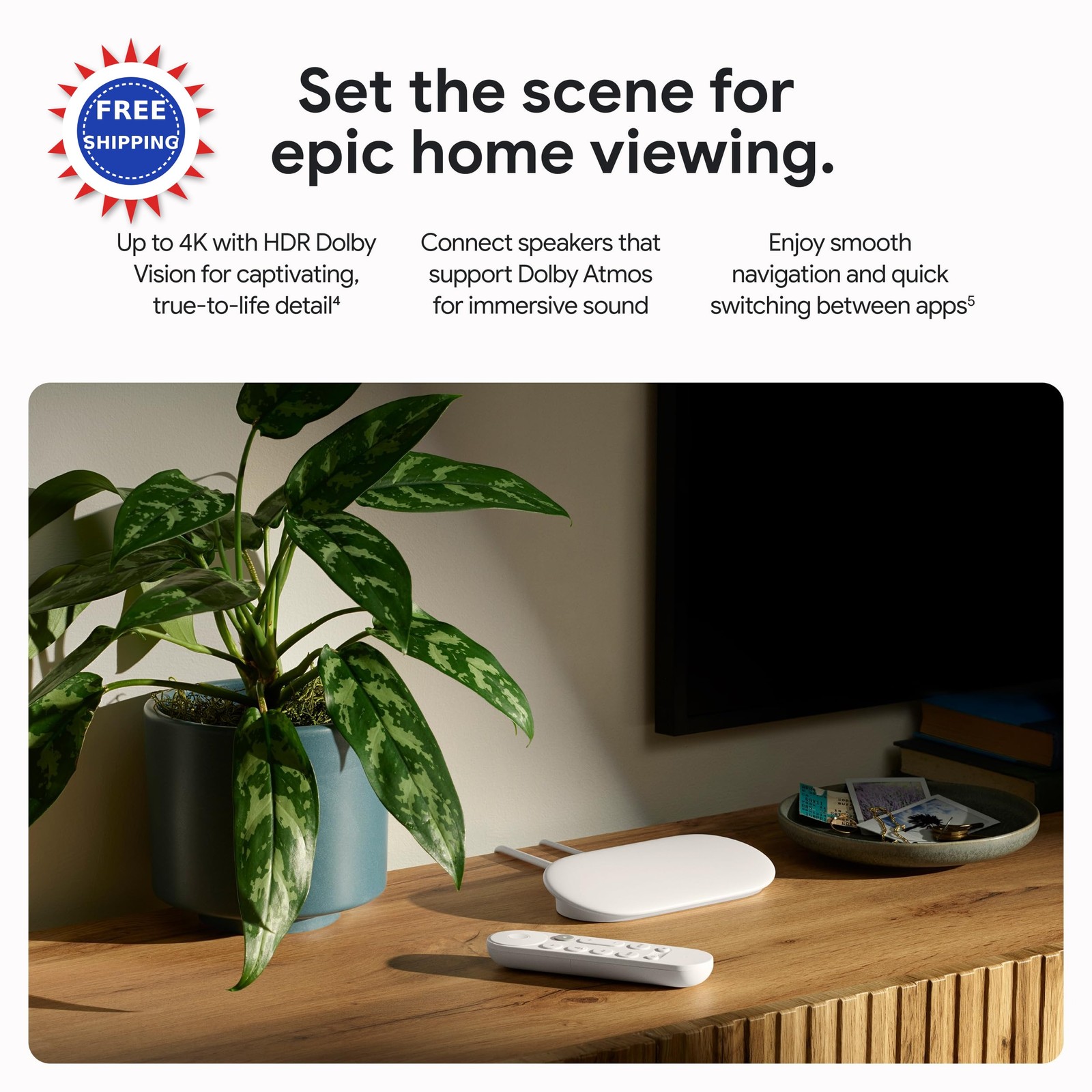 Google TV Streamer 4K Fast Streaming Entertainment Voice Search Remote Watch