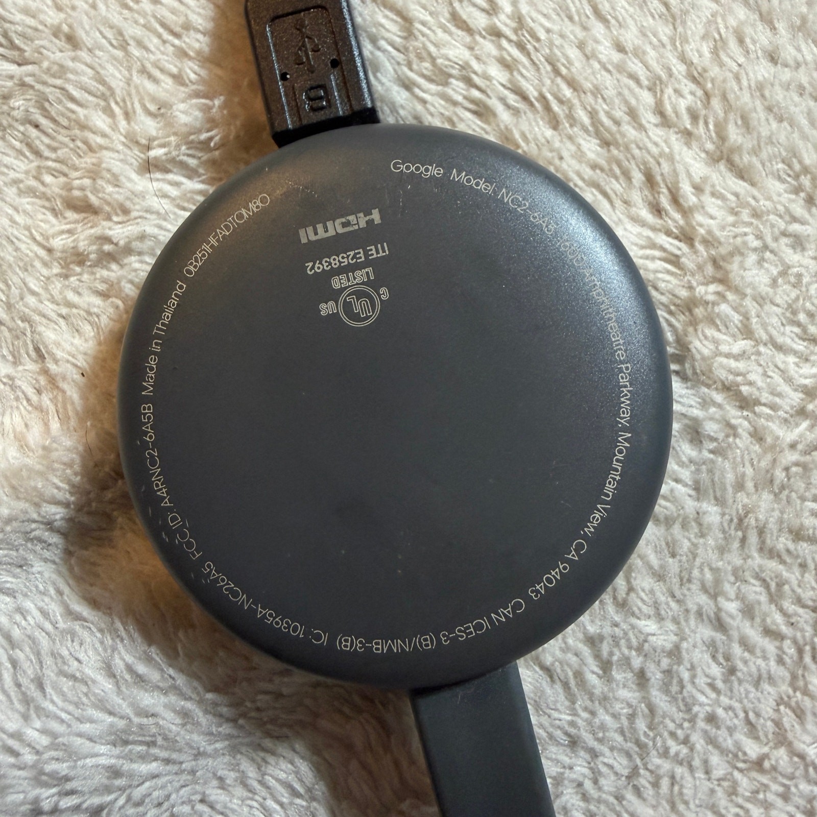 Google Chromecast 3rd Generation NC2 6A5 Charcoal HDMI Media Streamer TV gadget