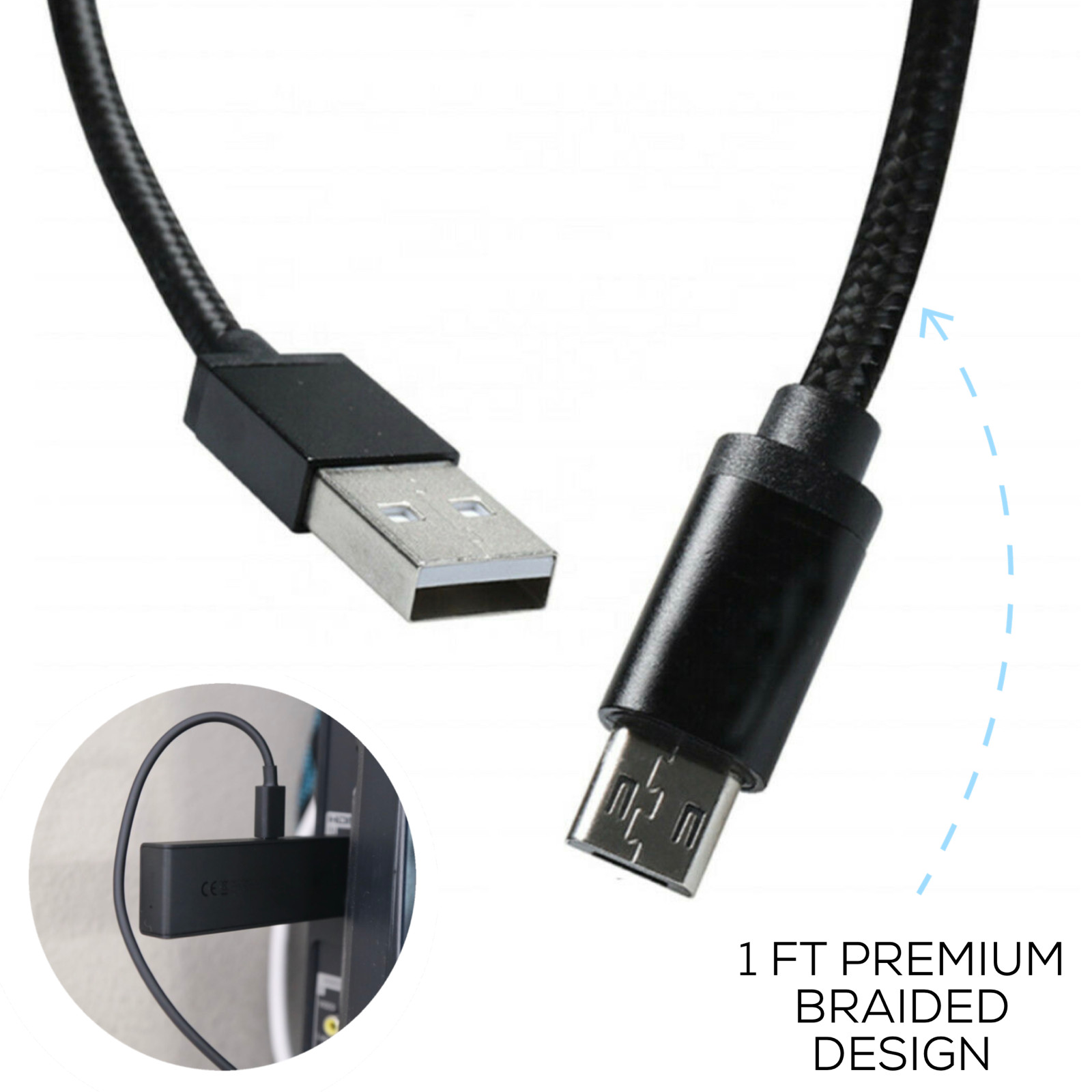 For Amazon Fire TV Stick Firestick Power Cord Cable USB Adapter & for Roku HD 4K