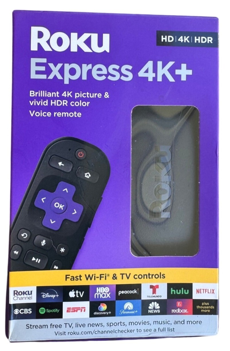Roku Express 4K+ Streaming Media Player 4K HDR with Voice Remote 3941R NEW