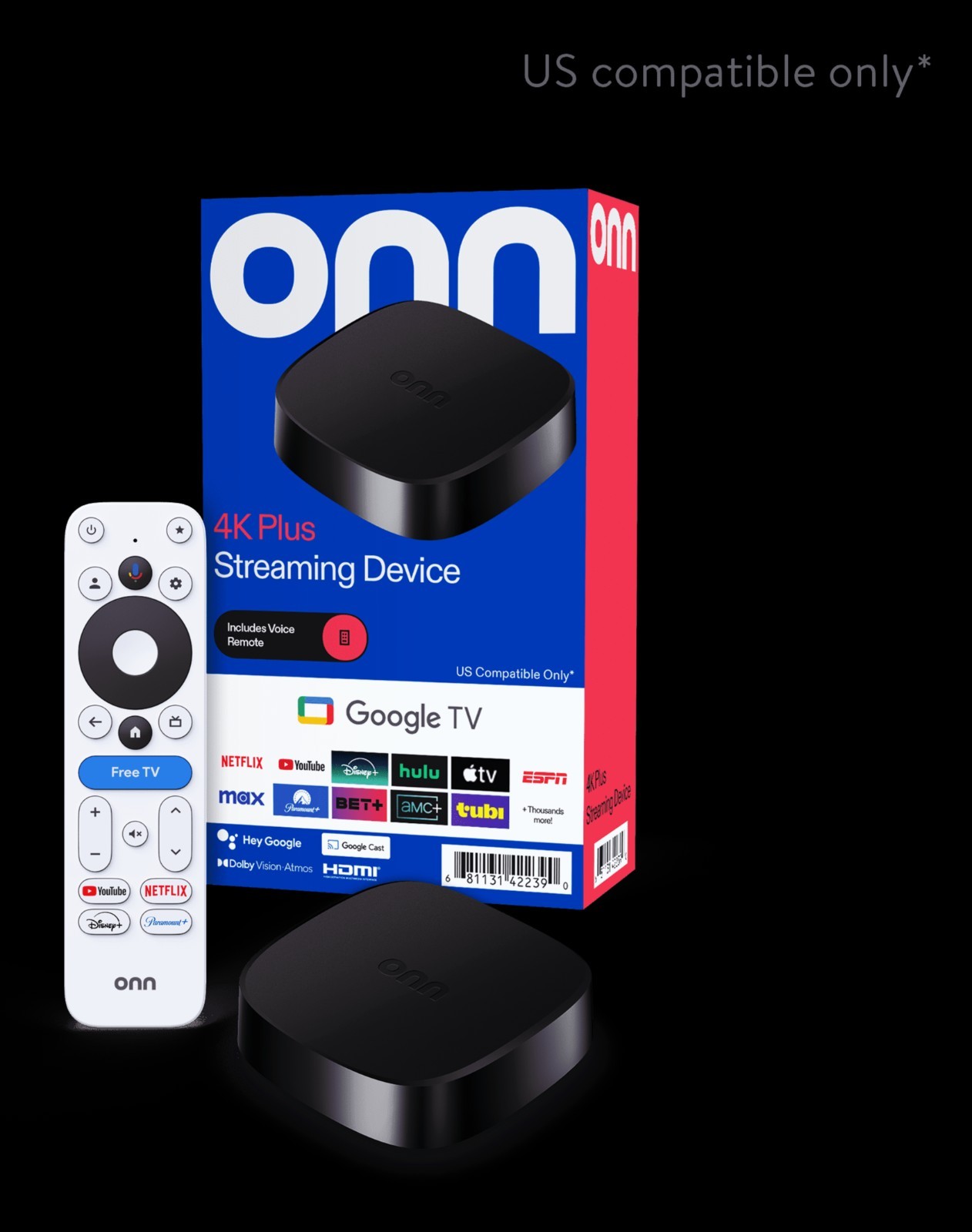 onn 4K PLUS Google TV Android Streaming Device 4K UHD 2GB RAM 16GB Storage NEW