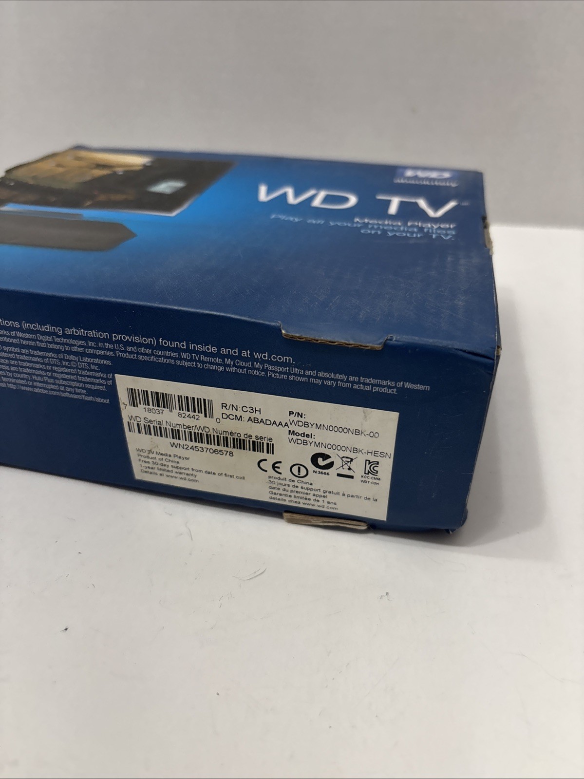 WD MN0000BK-00 TV MEDIA PLAYER C3H WDBY Brand New Sealed Box Wear