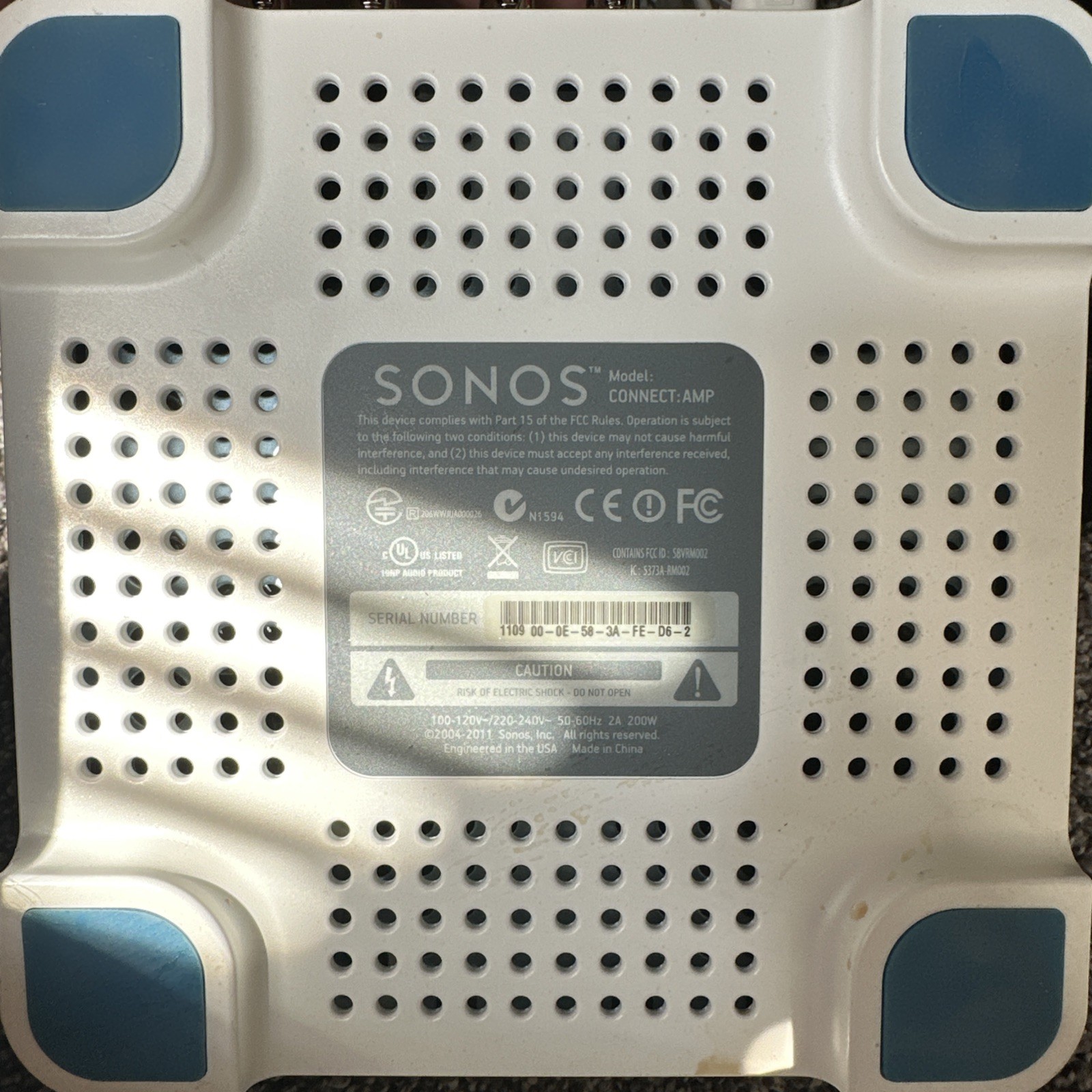 Sonos Connect Amp: Digital Music Streamer Gen 1 S1 APP *TESTED* Blue Bottom