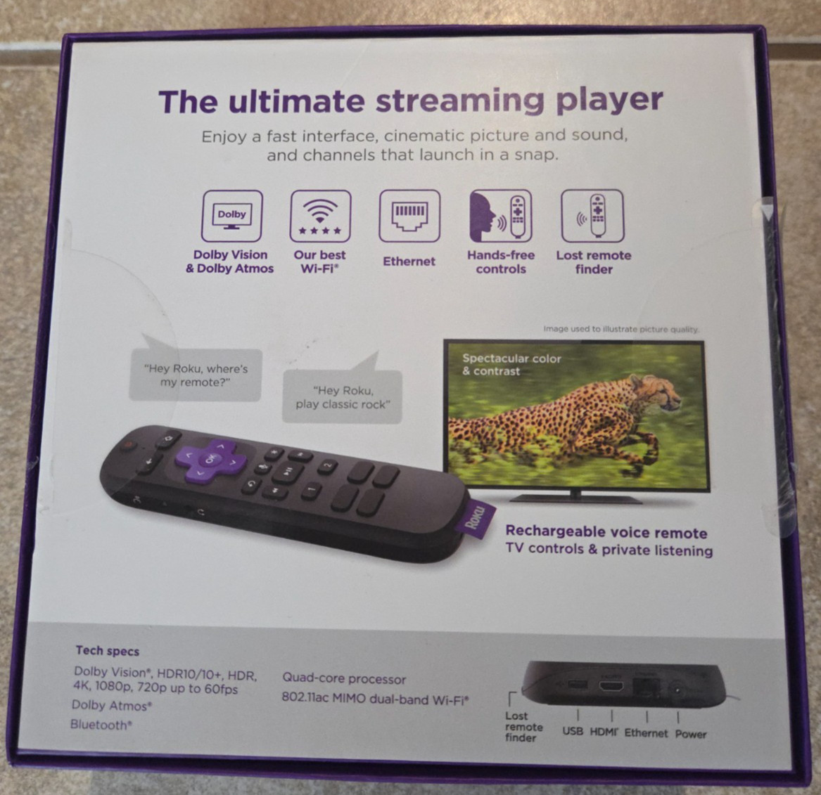 Roku Ultra HD 4K HDR Streaming Media Player with Voice Remote Pro SKU 4802R
