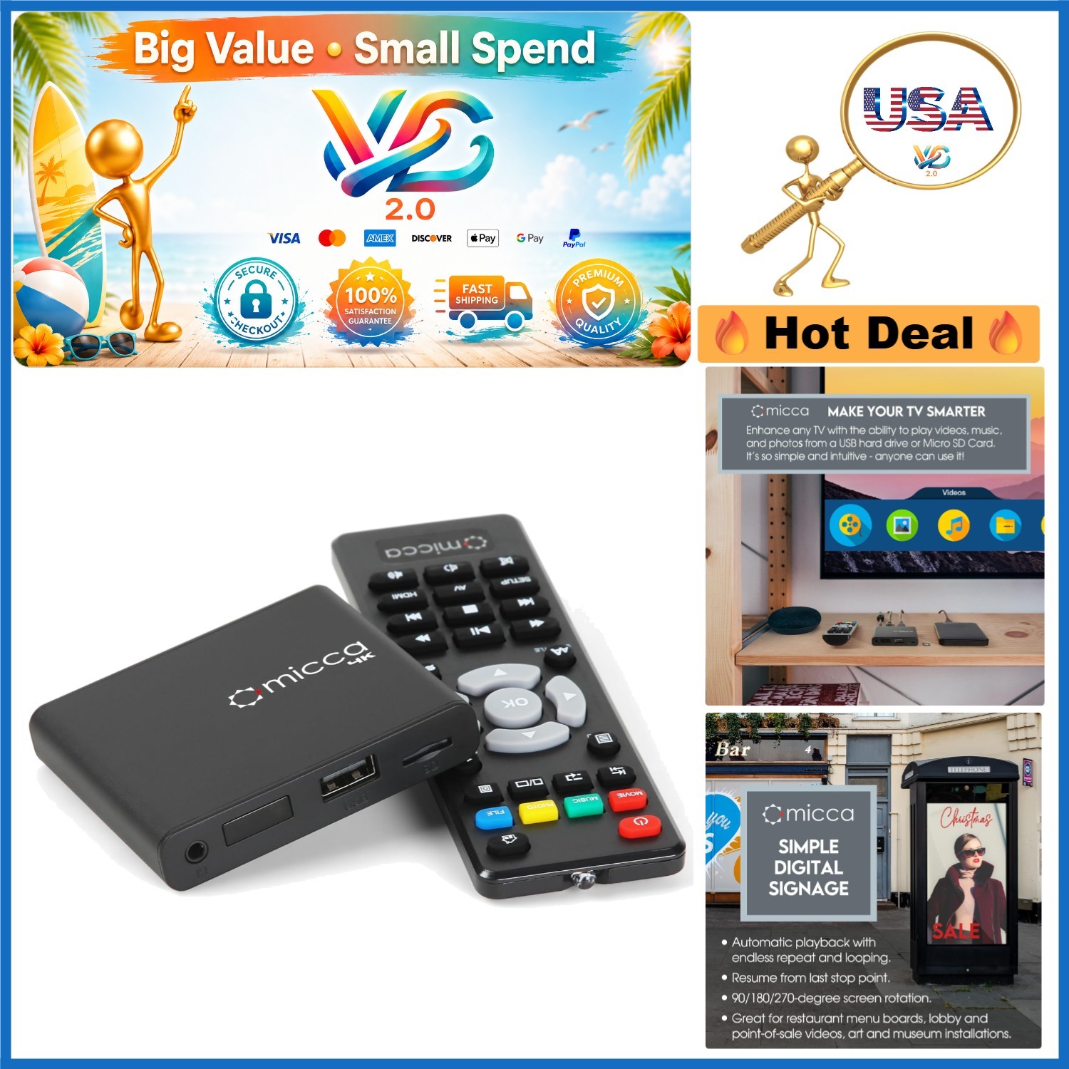 Speck 4K Ultra-HD Media Player HDMI USB MicroSD for Digital Signage
