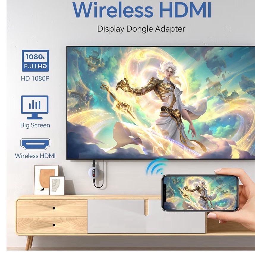 Wireless HDMI Dongle Adapter 1080p Dual Mode Streaming USB-C Portable