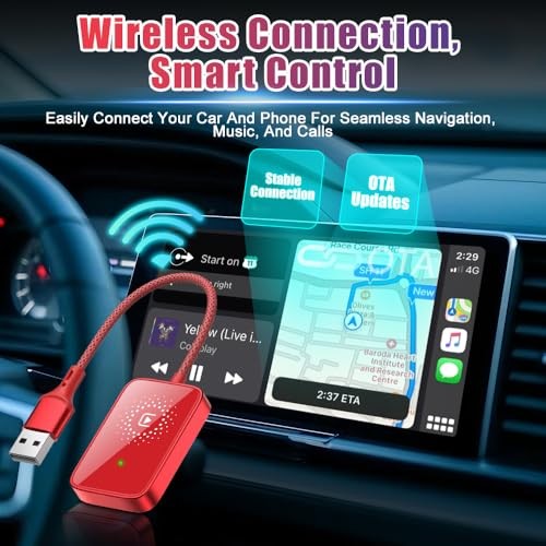 Wirelesss Adapter, 10 Meters Range Plug and Play 5.0GHz Fast Transmission Red
