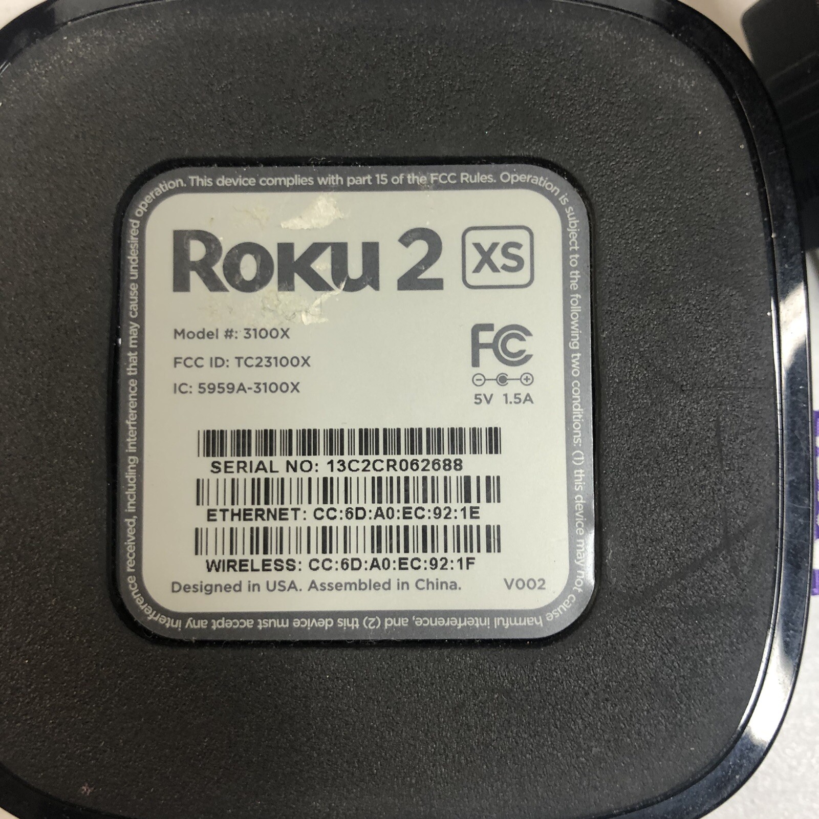 Roku XS 3100X (2nd Generation) Media Streamer w/ AC Adapter and Remote Tested
