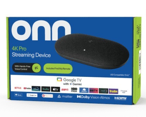 Onn 4K Pro Streaming Device Google TV, 32GB, Dolby Vision, Ethernet