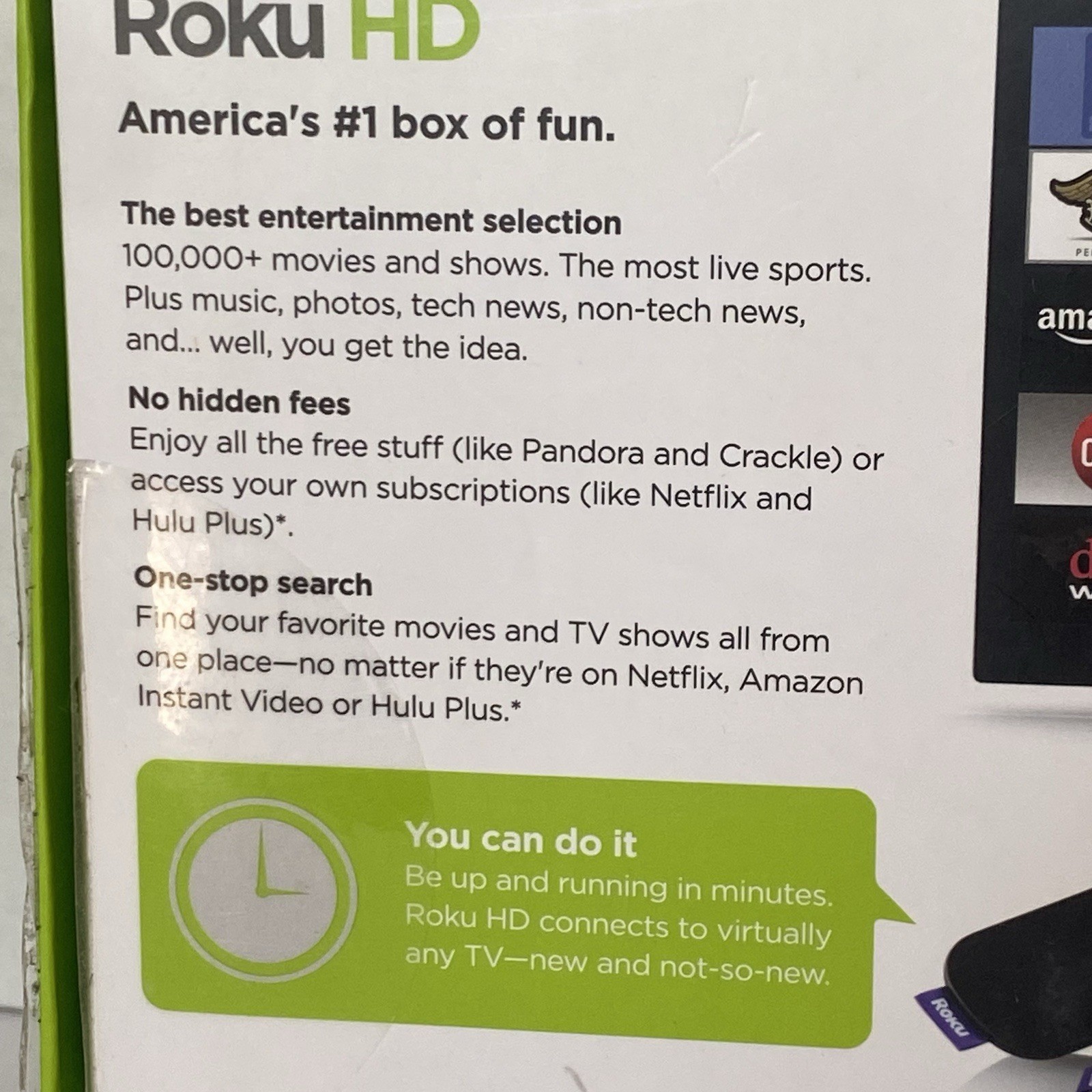 Roku HD 2500R 2nd Generation Media Streamer w/ Remote Power Cord HDMI Manuals