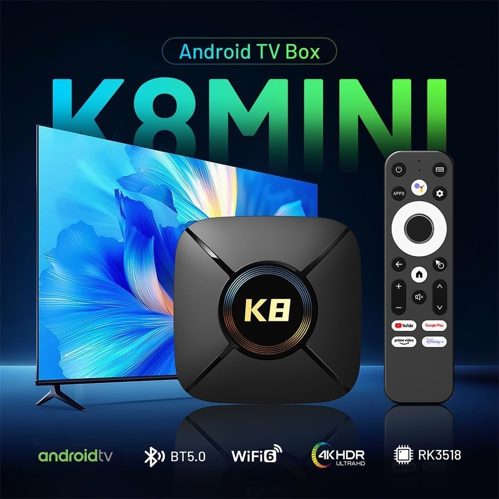 4K Android TV Box, Quad Core 2GB RAM 32GB ROM, Dual WiFi 5.0GHz, BT 5.0, USB 3.0
