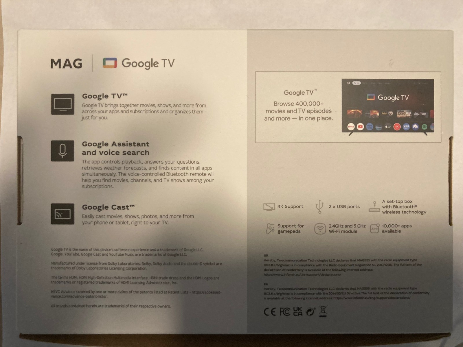 Infomir MAG 555 | original 4K Android TV box from the manufacturer, Wi-Fi 5G