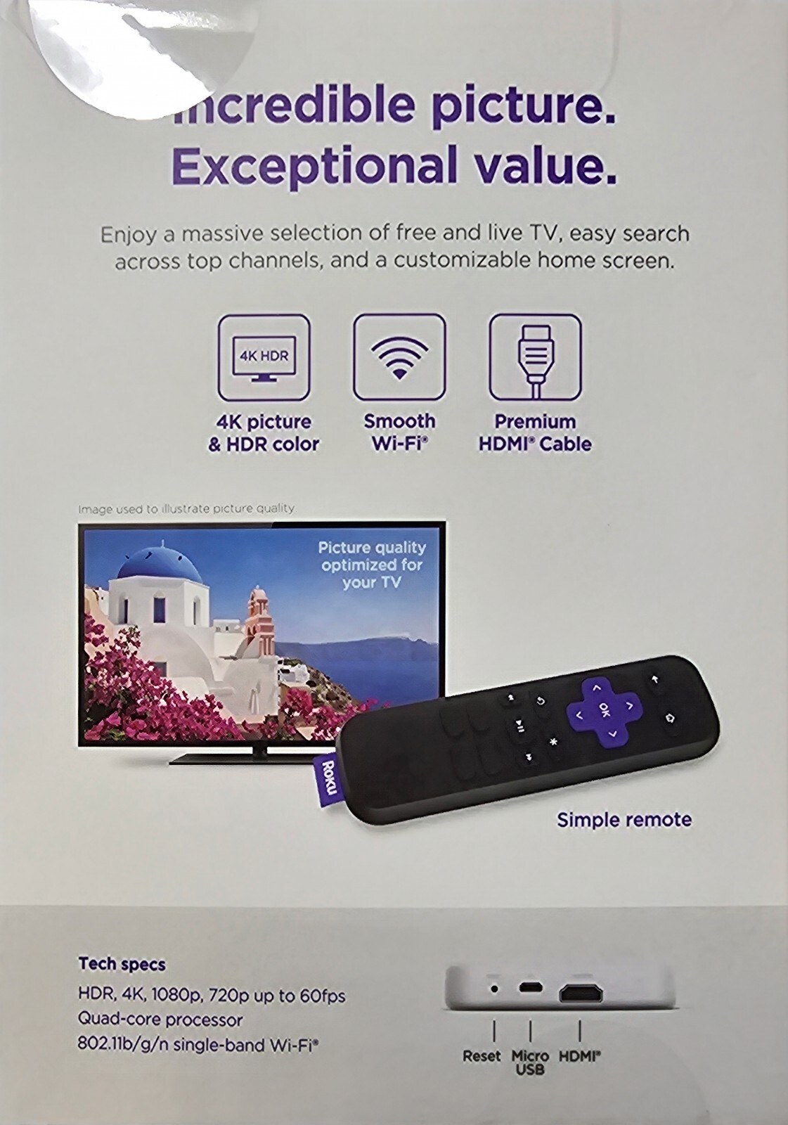 Newest Roku Premiere 3920RW HD/4K/HDR Streaming Media Player,Latest Version!
