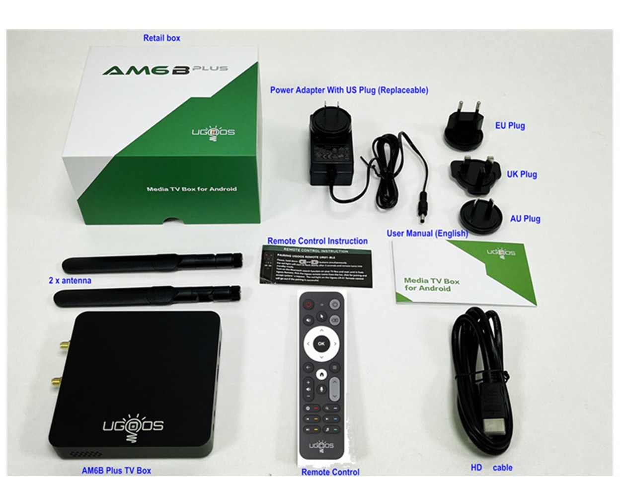UGOOS AM6B Plus TV BOX Amlogic S922X-J Android 9.0 4G 32G WiFi6 1000M 4K TV Box