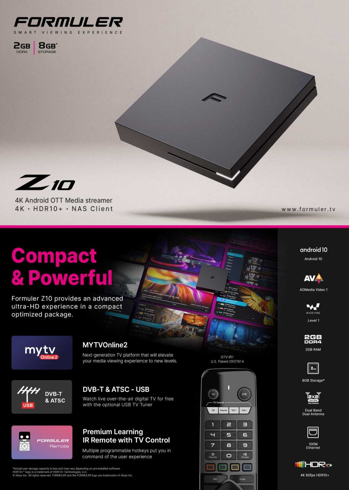 Formuler Z10 Android 10 Dual Band 5G + 2GB RAM / 8GB ROM + Free Remote Case