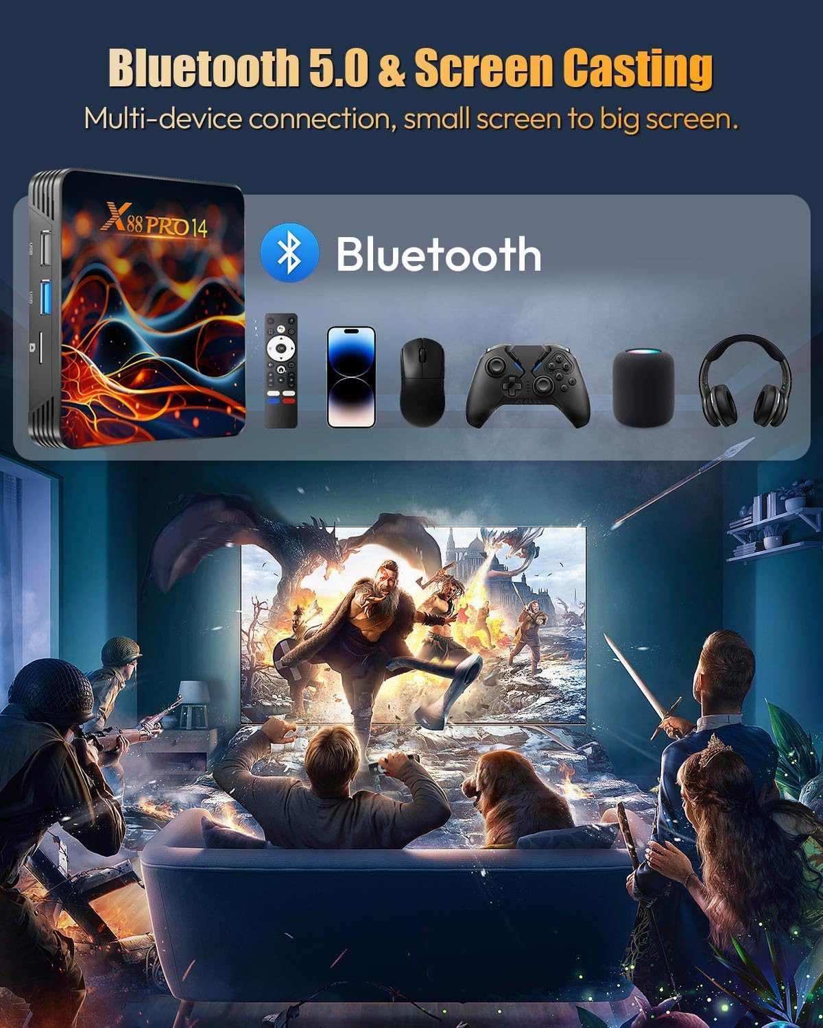 Android TV Box 2026, Android 14 TV Box 2GB 16GB Support 4K 6K 8K Wifi 6, Smart B