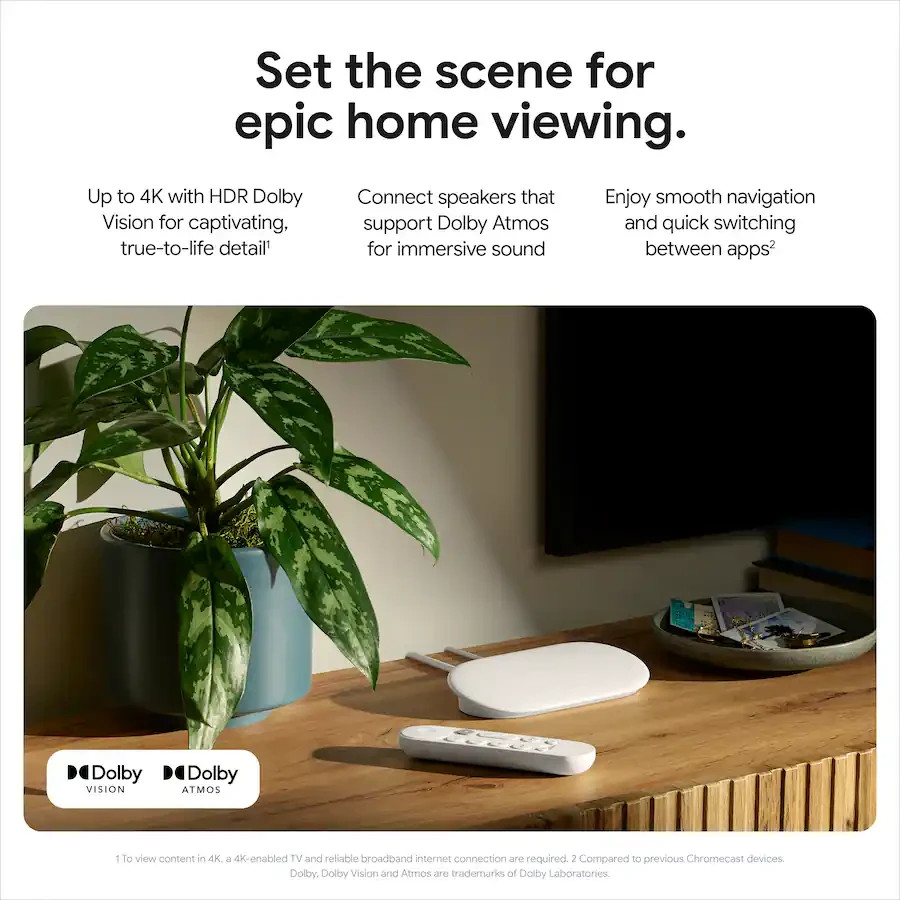 Google TV Streamer 4K HDR 32GB Streaming Device Dolby Vision Ethernet Free Ship